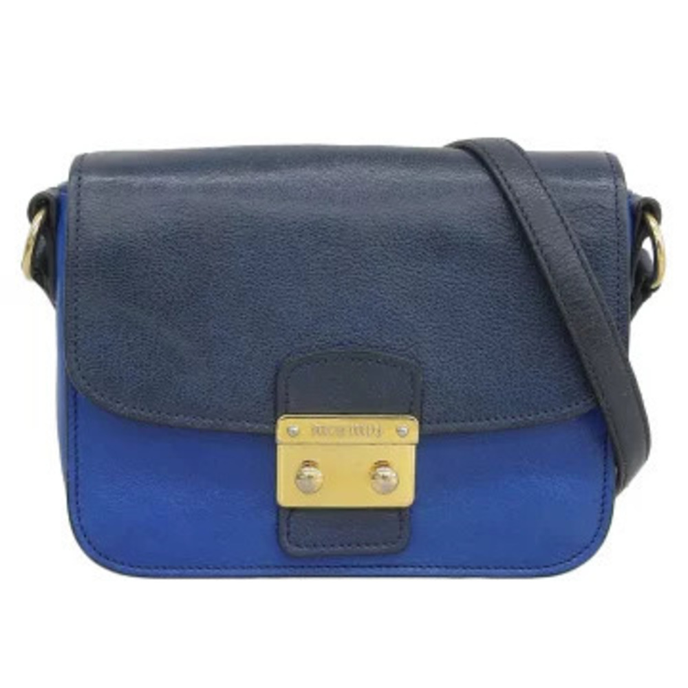 Miu Miu Madras Bicolor Leather Crossbody Bag Blue